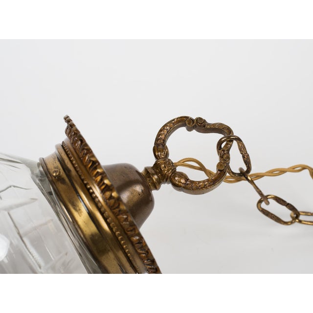 1950s Gilt Bronze & Molded Glass Versailles Style Hall Lantern For Sale - Image 6 of 13