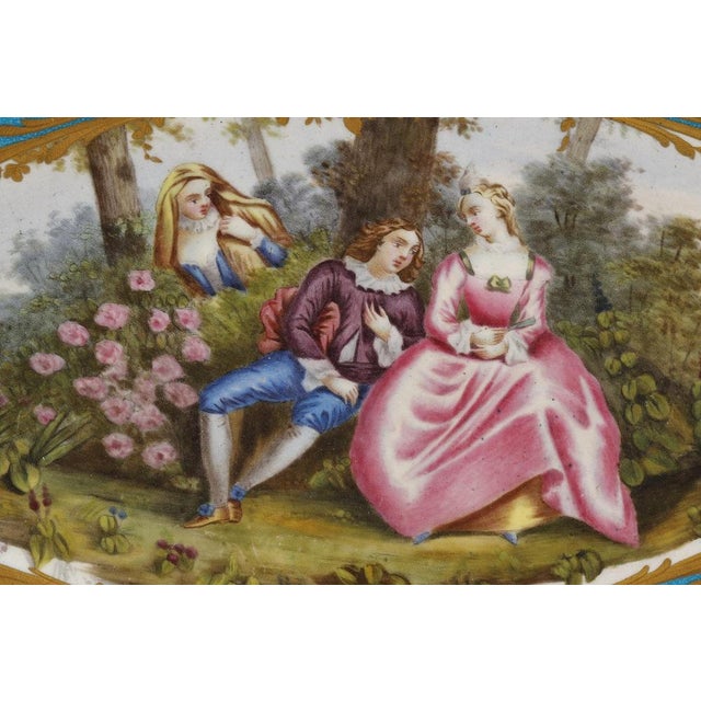 Large Louis XV Style Casket in Rosewood, Gilt Bronze and Porcelain, 1870 For Sale - Image 10 of 17