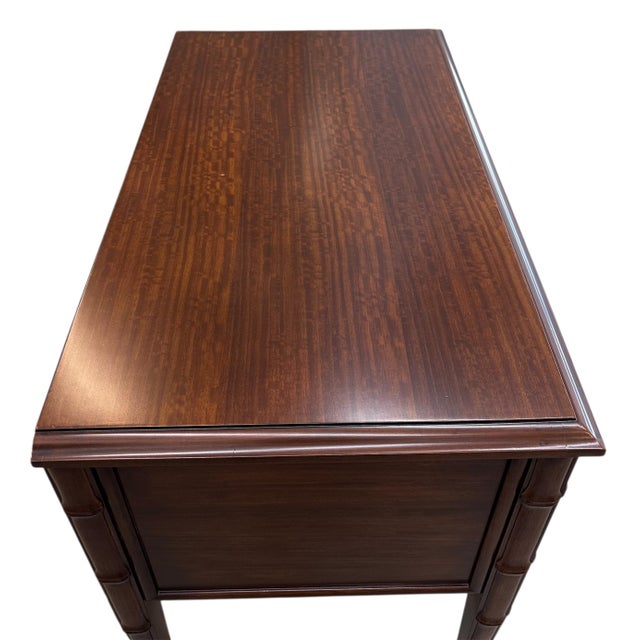 Brown 2000s Commode Faux Bamboo 2 Drawer Bedside Table Side Chest of Draws Nightstand For Sale - Image 8 of 11