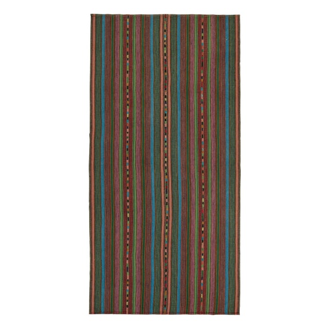 Red 1950s Vintage Persian Palas Kilim in Multicolor Stripes, From Rug & Kilim For Sale - Image 8 of 8