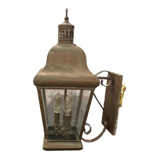 Antique Rustic Metal Lantern Light For Sale