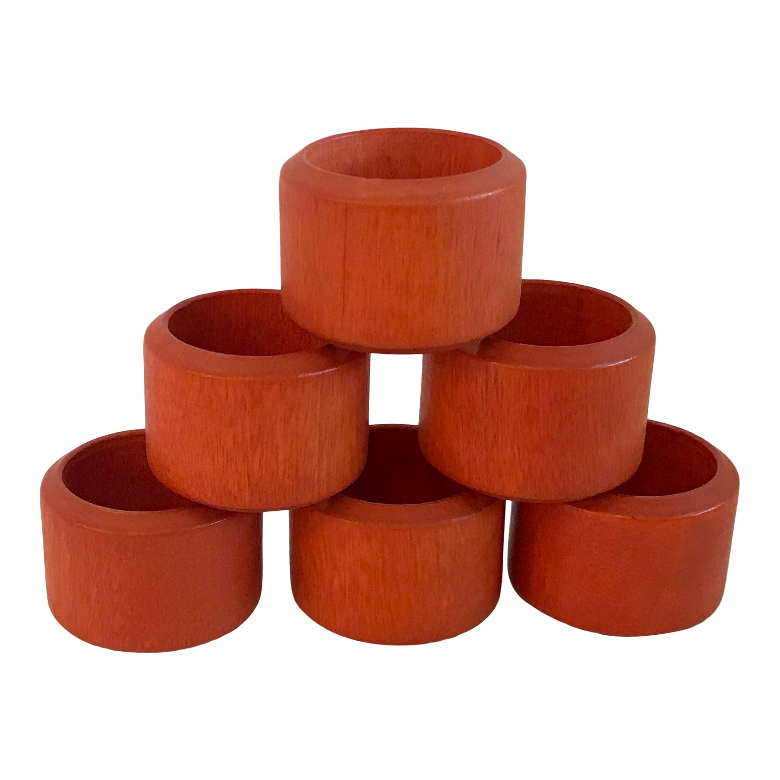 Vintage Orange Wooden Napkin Rings Set Of 6 Chairish