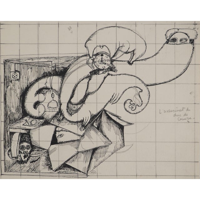 Jean-Claude Silbermann, Sneaky Signs, Sleeping Time, Original Drawing For Sale