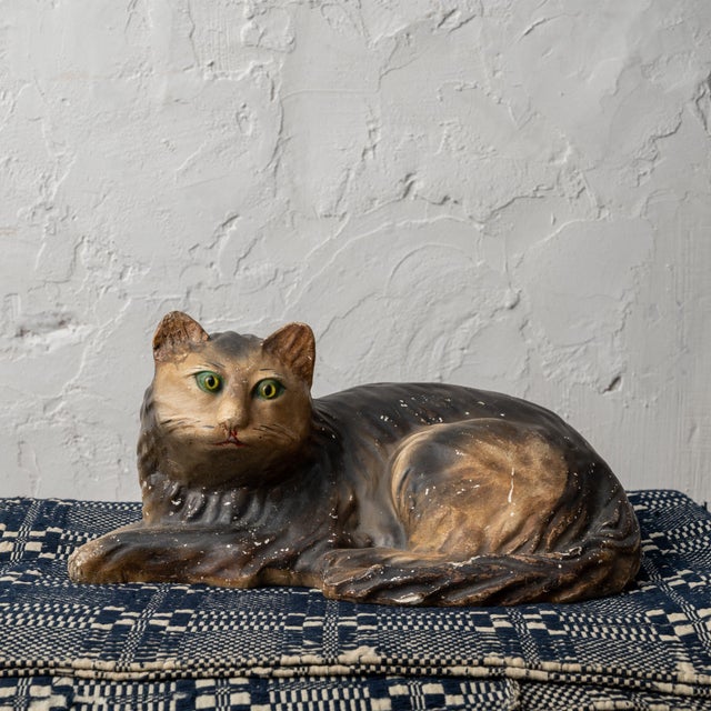 A Pennsylvania painted chalkware cat, circa second half of the 19th century. These pieces, usually painted by German-...