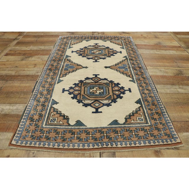 Beige Vintage Turkish Oushak Rug - 03'09 X 06'03 For Sale - Image 8 of 10