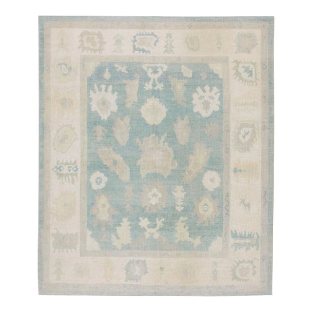 Modern Turkish Oushak Rug 8'2" x 9'2" For Sale