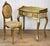 An Original Italian Florentine Vanity Desk with Chair Gold Giltwood with Wonderful Detailing Throughout Desk Has 3 Storage...