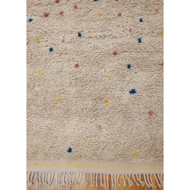 Beige Handmade Moroccan Wool Rug With Multicolor Confetti Polka Dots 5x8 Ft For Sale - Image 9 of 12