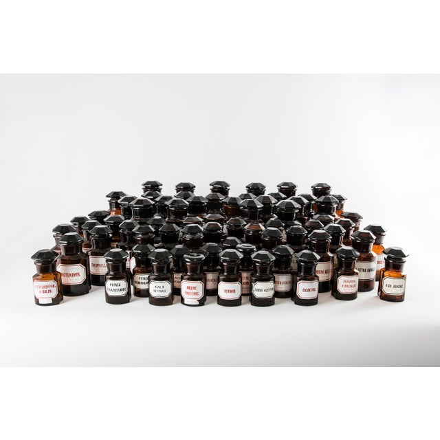 Vintage Amber Pharmacy Bottles, 1960, Set of 68 For Sale - Image 11 of 11