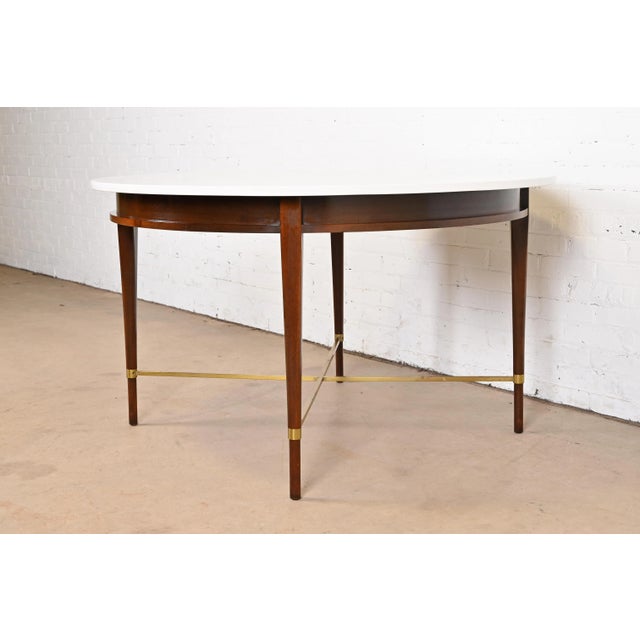Directional Paul McCobb Irwin Collection Mahogany and Brass Round Dining Table or Game Table, 1950s For Sale - Image 4 of 12