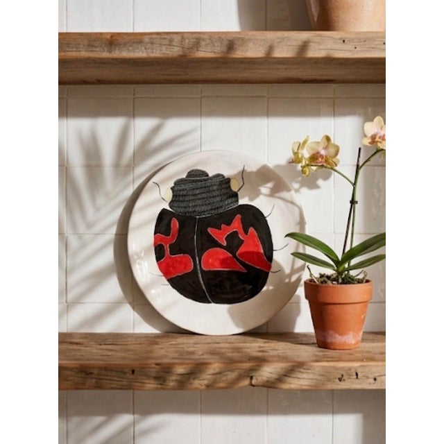 Vintage Hand-Painted Italian Artisan Ceramic Decorative Plate – Ladybug Motif For Sale - Image 9 of 11