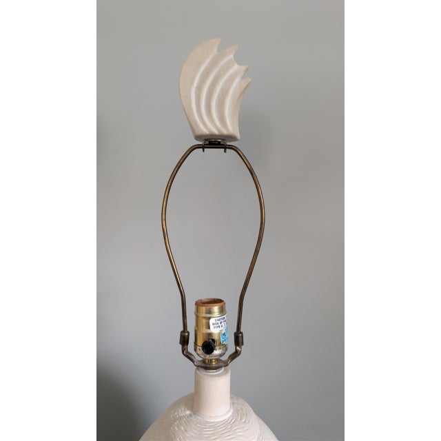 Sculpture Materials Vintage Pair of 2 Dayle Rushall Sculptural Heron Egret Table Lamps With Original Feather Finials - Pair For Sale - Image 7 of 14