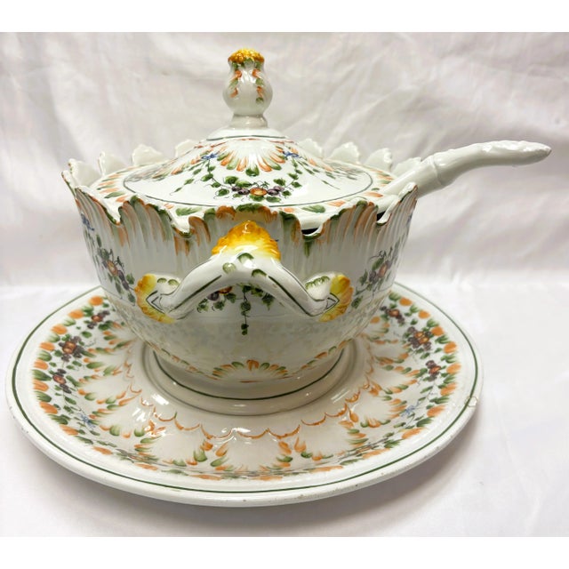 Mid 20th Century Mid 20th Century Italian Lidded Soup Tureen With Saucer and Ladle For Sale - Image 5 of 12