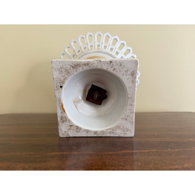 Antique Reticulated Porcelain Basket Compote With Gold Gilt Details For Sale - Image 10 of 10