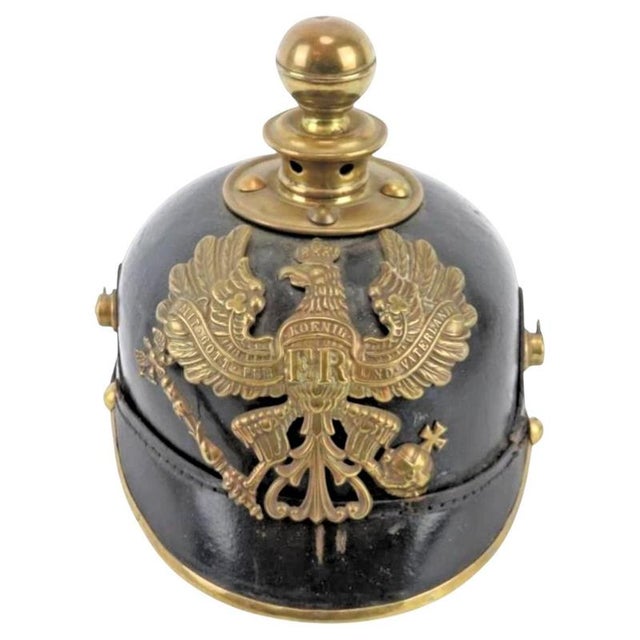 Metal German Prussian M1895 Artillery Pickelhaube Kugelhelm Helmet For Sale - Image 7 of 7