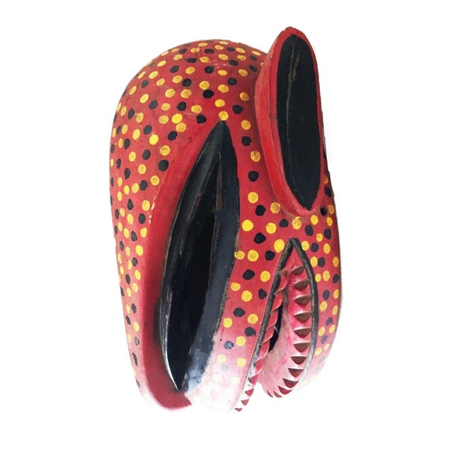 1980s Vintage African Lg Colorful Leopard Mask Bozo Bamana 14" H For Sale - Image 5 of 9