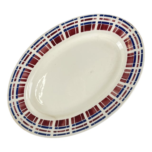 Art Deco Oval Platter from Badonviller, 1930s For Sale