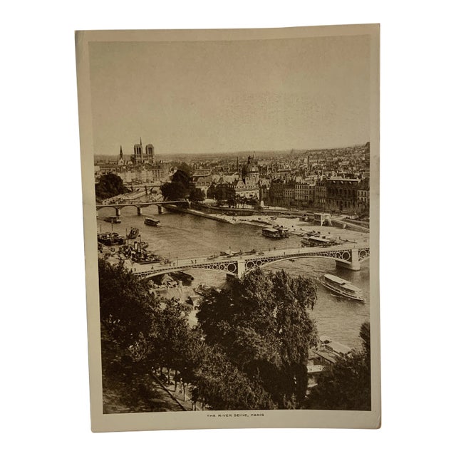 1905 the River Seine Parisian Cityscape Gravure Print For Sale