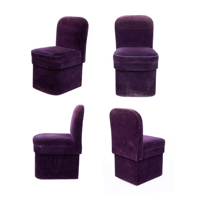 Purple Velvet Dining Chairs On Casters Set Of 4 Chairish