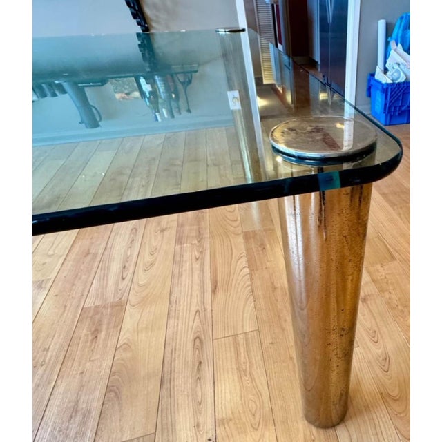 1970s 1970s Leon Rosen for Pace Collection Brass and Glass Dining Table For Sale - Image 5 of 5