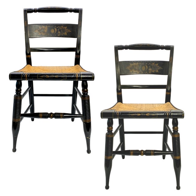 Vintage 19481952 Hitchcock Chairs in Black a Pair Chairish