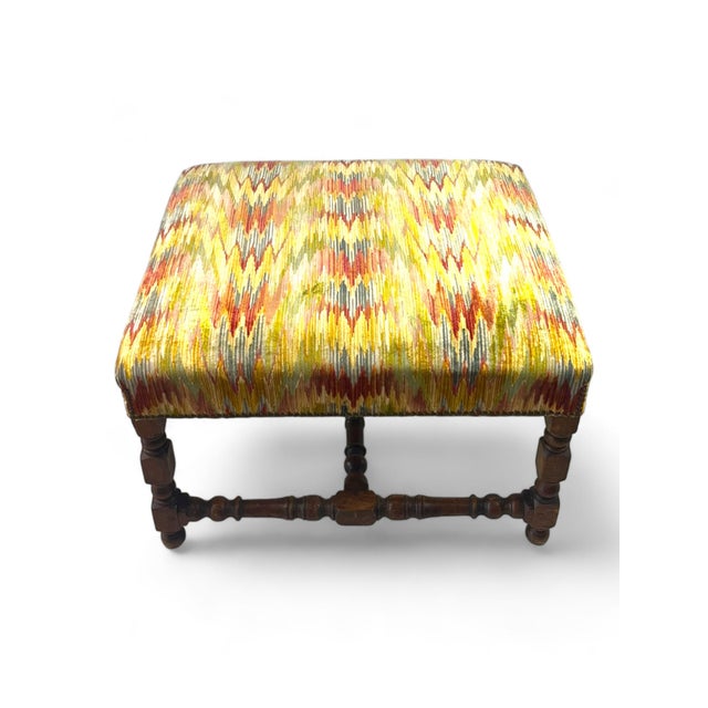 Louis XIII French Velvet Ottoman, France For Sale - Image 17 of 18
