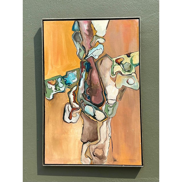 Late 20th Century Vintage Original Abstract Oil on Canvas For Sale - Image 5 of 12