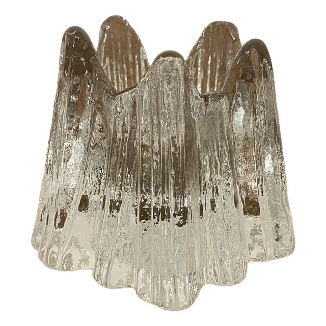 Vintage Volcano Crystal Glass Votive Candleholder by Rune Strand for Nybro, Sweden, 1970s For Sale