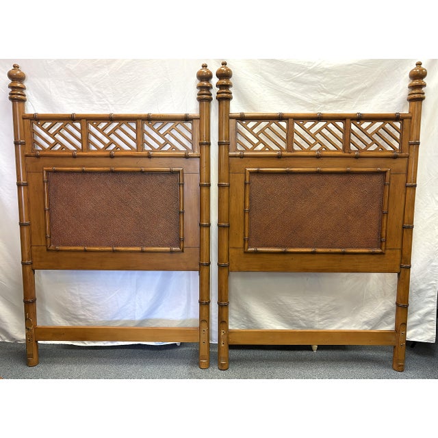 Lexington Furniture Coastal Style Faux Bamboo Twin Headboards- A Pair For Sale - Image 15 of 15