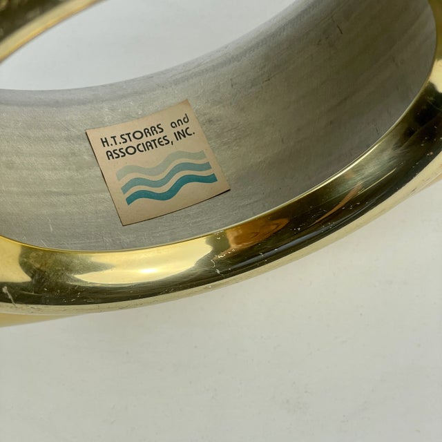 1990s 1990's Large Brass Round Garbage Can by H.T. Storrs & Associates For Sale - Image 5 of 9