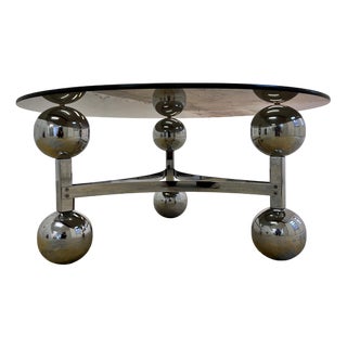 Coffee Table in Chrome and Smoked Glass For Sale