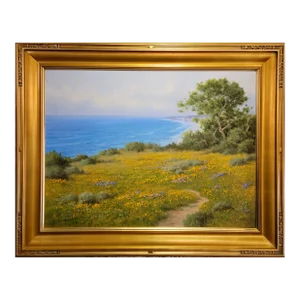 David Chapple -Poppy Fields & Wildflowers Overlooking the Pacific Ocean-Oil Painting