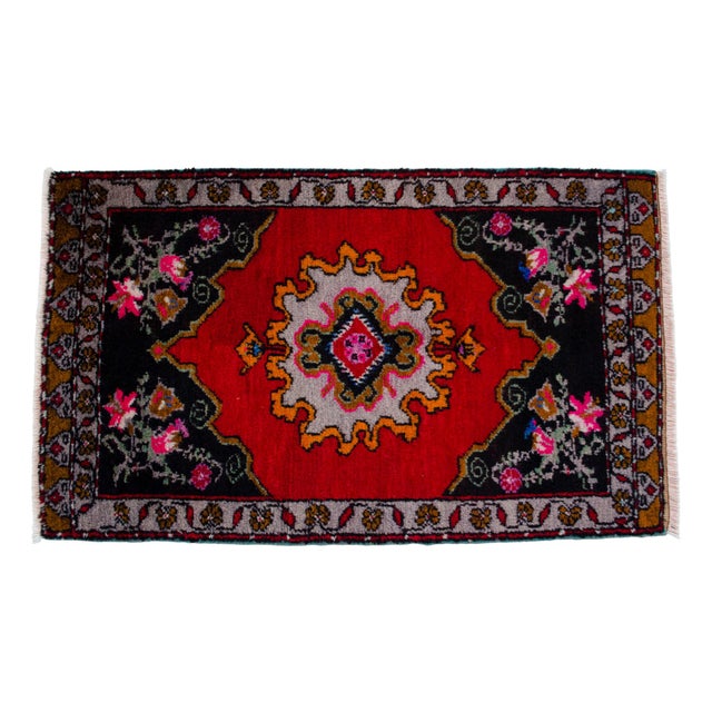 1970s 1970s Small Rug, Entryway Rug, Bath Mat, Kitchen Decor, Turkish Rug, Doormat 22" X 38" For Sale - Image 5 of 13