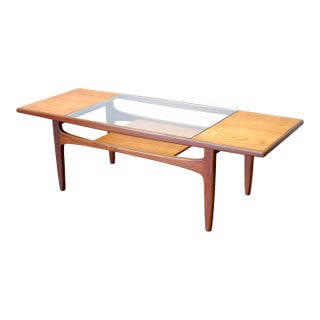 G-Plan "Fresco" Teak Coffee Table With Glass Top Designed by Victor B. Wilkins For Sale