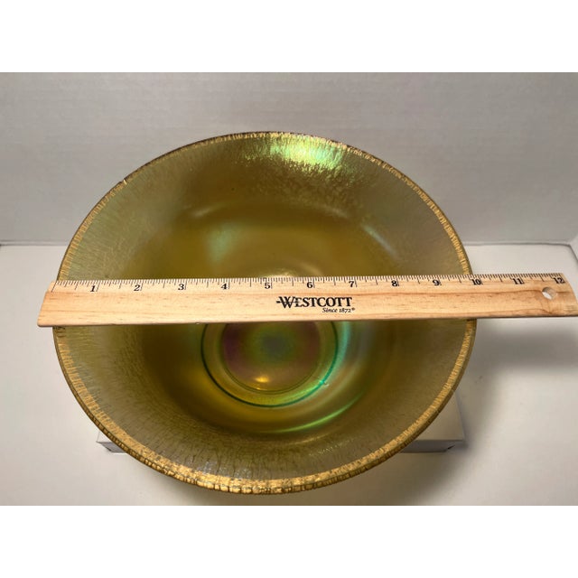 Glass Vintage Gold Iridescent Art Glass Decorative Bowl For Sale - Image 7 of 8