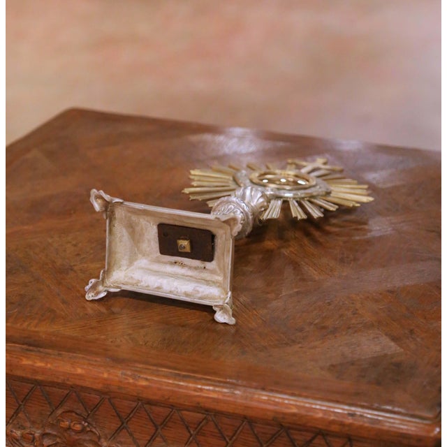 19th Century French Silvered Bronze Ostensoir Monstrance With Original Casing For Sale - Image 12 of 12