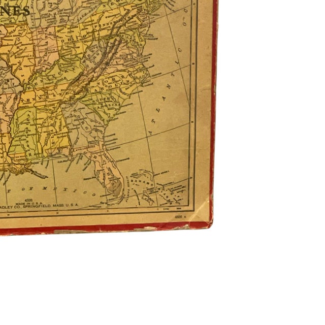 Beige Vintage Milton Bradley's Cut-Out Map of the United States. For Sale - Image 8 of 10