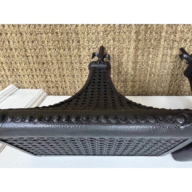Vintage Black Cane Wall Shelves With Nice Detail For Sale - Image 4 of 9