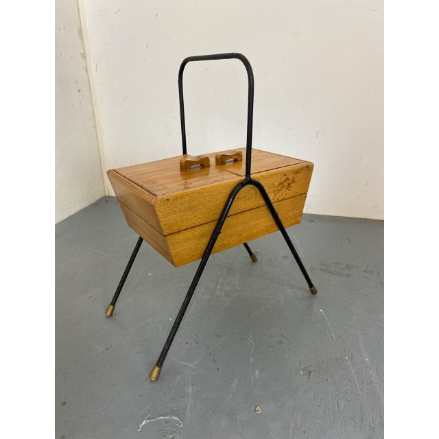 Wood Vintage Mid-Century Sewing Box, 1950s For Sale - Image 7 of 9