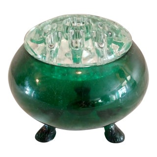 Vintage 1950's Viking Evergreen Flowerlite Frog 4 1/4" With Crystal Frog For Sale