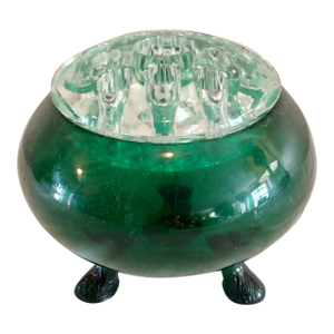 Vintage 1950's Viking Evergreen Flowerlite Frog 4 1/4" With Crystal Frog