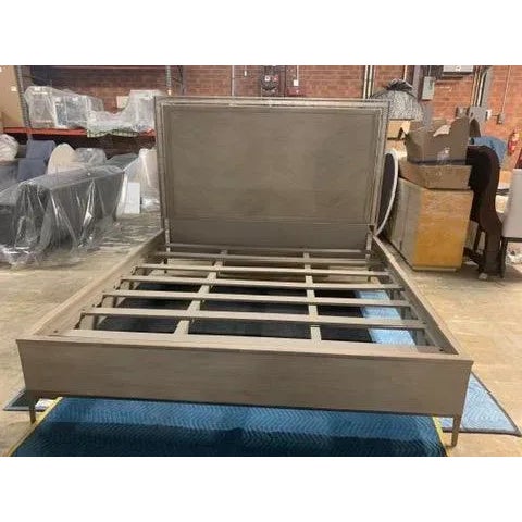 2020s Caracole Modern Herringbone King Bed in Wood With Metal Accents For Sale - Image 5 of 11