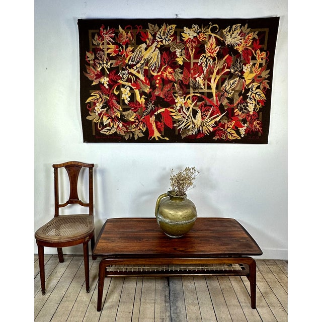 French Textile Art Woven Wool Tapestry by Hervé Lelong, 1960 For Sale - Image 4 of 7