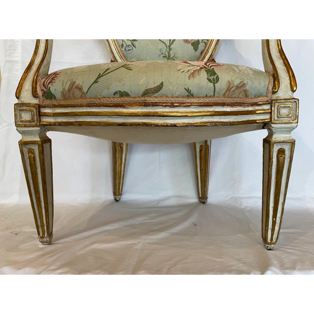 Wood 19th Century Italian Painted and Parcel Gilt Fauteuil For Sale - Image 7 of 10