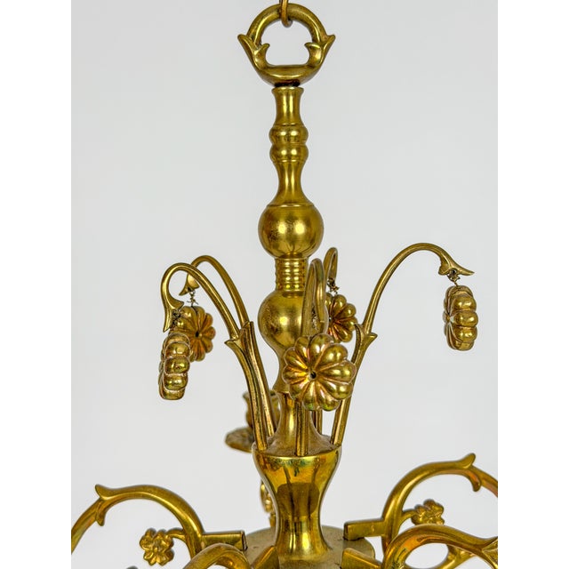 20th Century Swedish Brass Chandelier with Floral Motifs, 1920 For Sale - Image 9 of 10