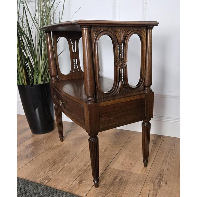 1950s Mid-Century Modern Italian Carved Wood Nightstands, 1950s, Set of 2 For Sale - Image 5 of 10