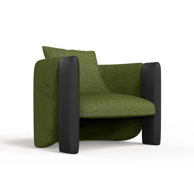 Not Yet Made - Made To Order Modern Sunset Armchair in Green Fabric and Black Stained Ash by Javier Gomez For Sale - Image 5 of 6