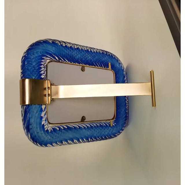 "Blue Marilyn" Blue Murano Style Glass Brass Frame Photo Frame For Sale - Image 4 of 6