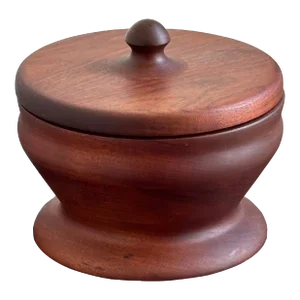 Vintage Scandinavian Modern Turned Wood Treen Pedestal Bowl