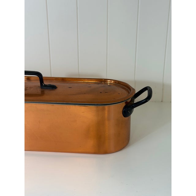 Mid 20th Century Vintage French Copper Fish Poacher With Original Insert and Lid, Circa 1950–1970 For Sale - Image 5 of 11